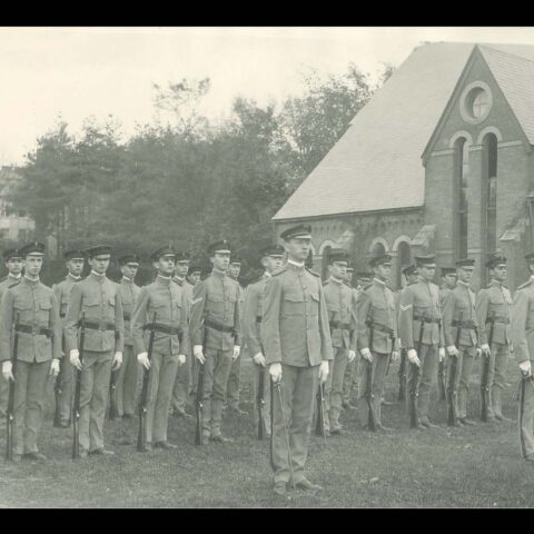Cadet formation outside Sage Hall
