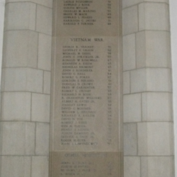 The War Memorial in Annabel Taylor Hall was rededicated in 1993 to include the names of Cornellians lost in service to the nation since WWII.
