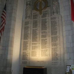 The WWII Memorial in Annabel Taylor Hall lists the names of all Cornellians who perished during the Second World War.